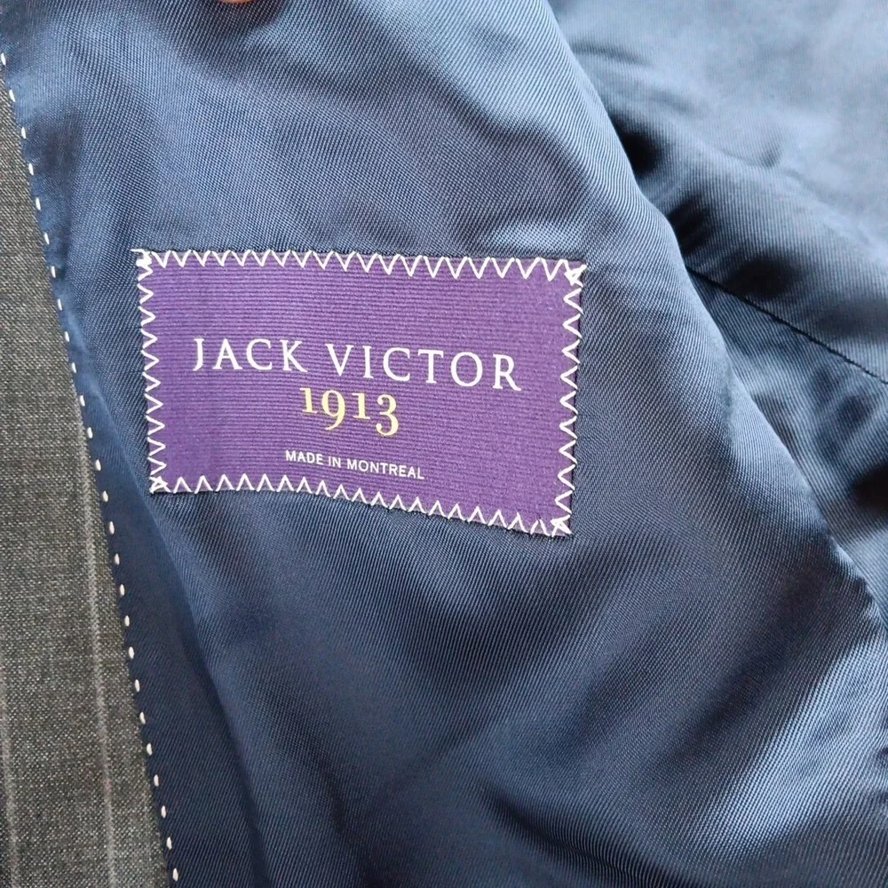 Jack Victor 1913 Luxury Blazer Men's 40R Century Gray Stripe Corporate Boardroom - Picture 10 of 11